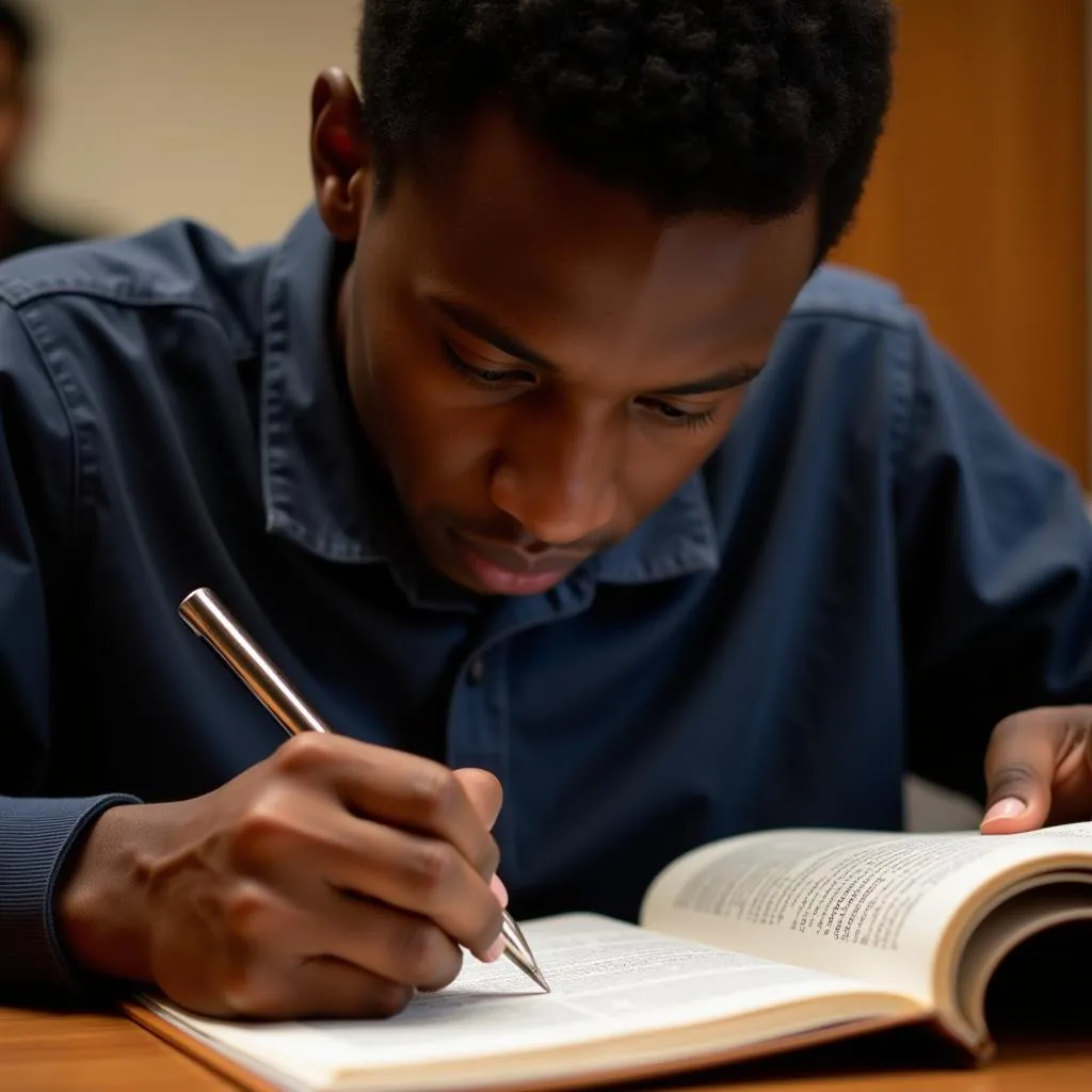 African American Teenager Reading Movie Script