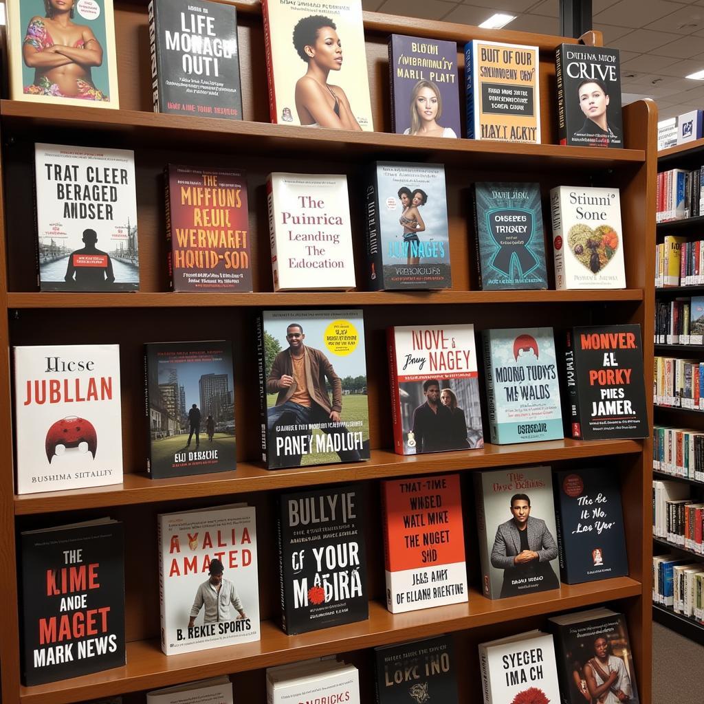 A display of bestselling African American urban fiction books