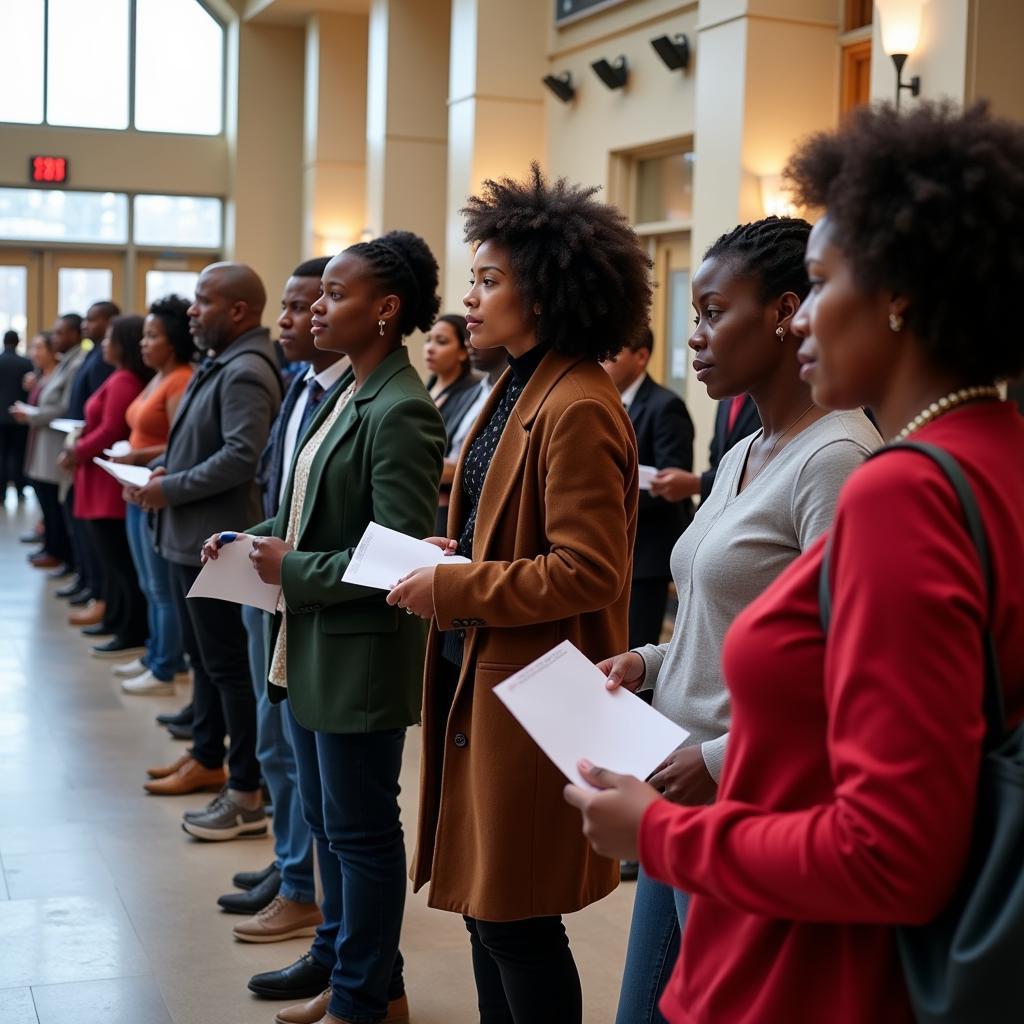 African American Voters at Polling Station