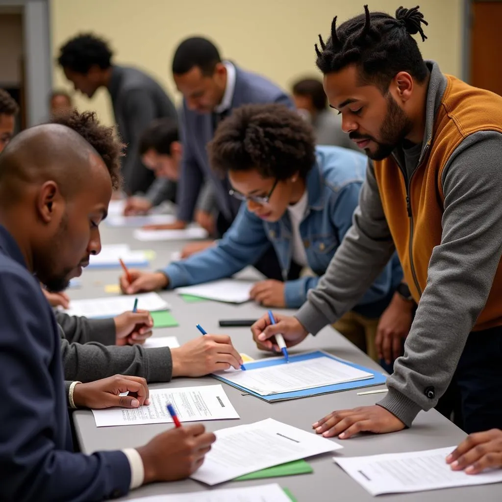 African American Voters Casting Ballots