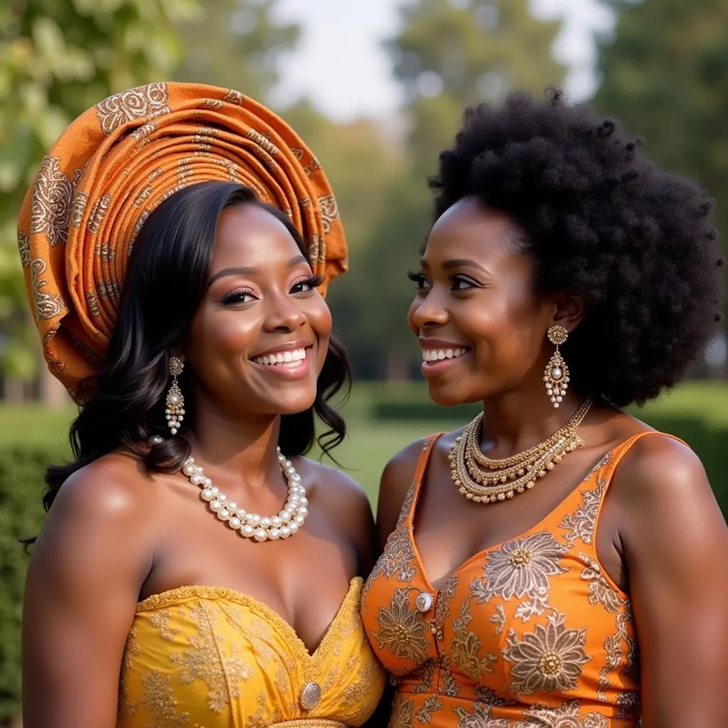 African American couple posing for portraits with traditional attire and elegant backdrops