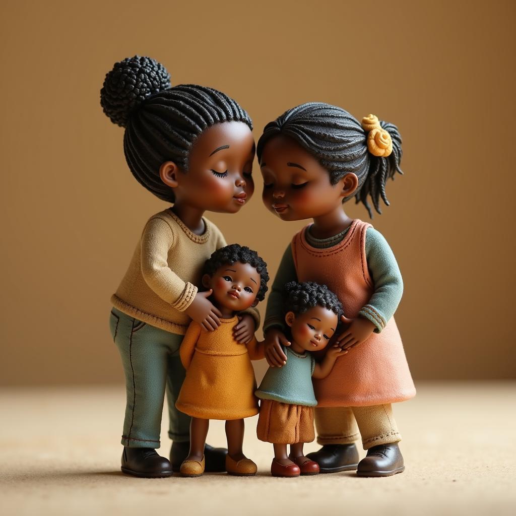 African American Willow Tree Figurine Depicting a Family