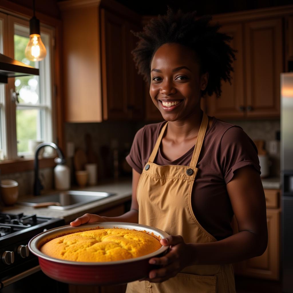 Woman Baking Cornbread