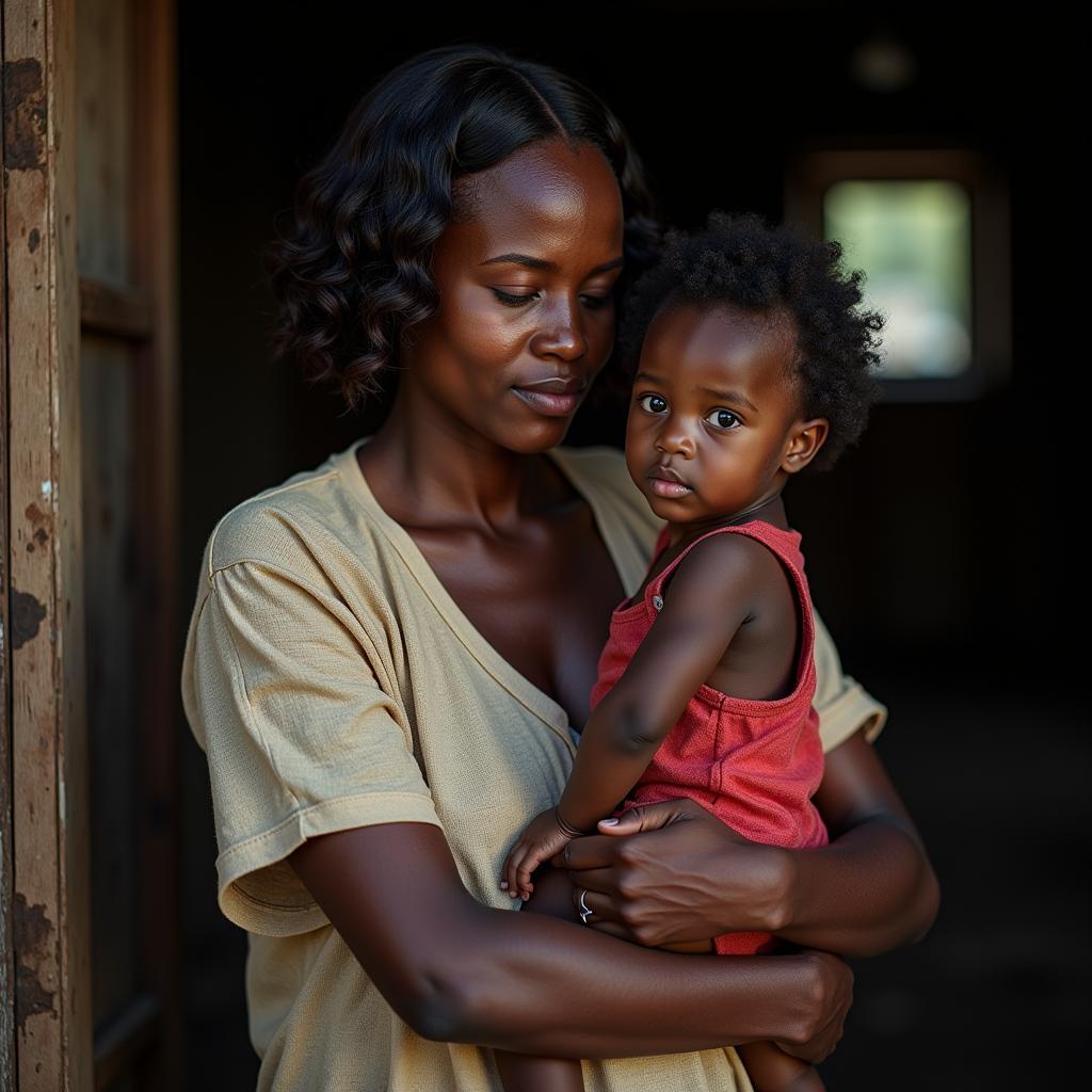 African American Woman Caring for Child