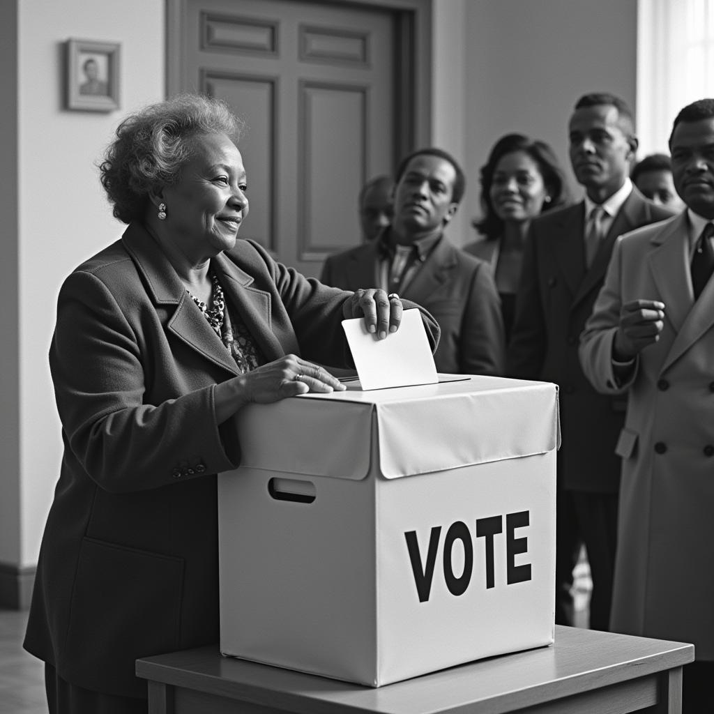 African American Woman Casting Her Vote