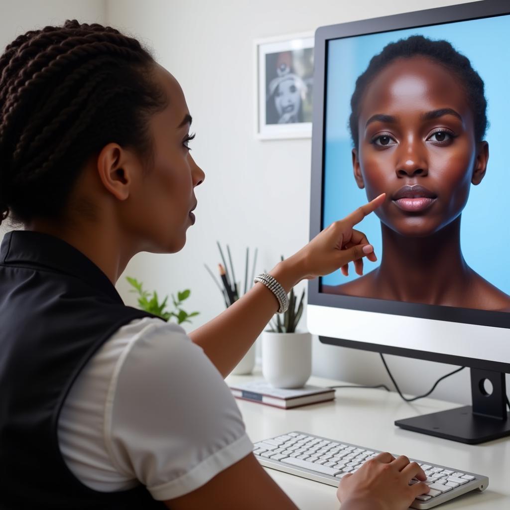 African American woman discussing rhinoplasty options with a doctor