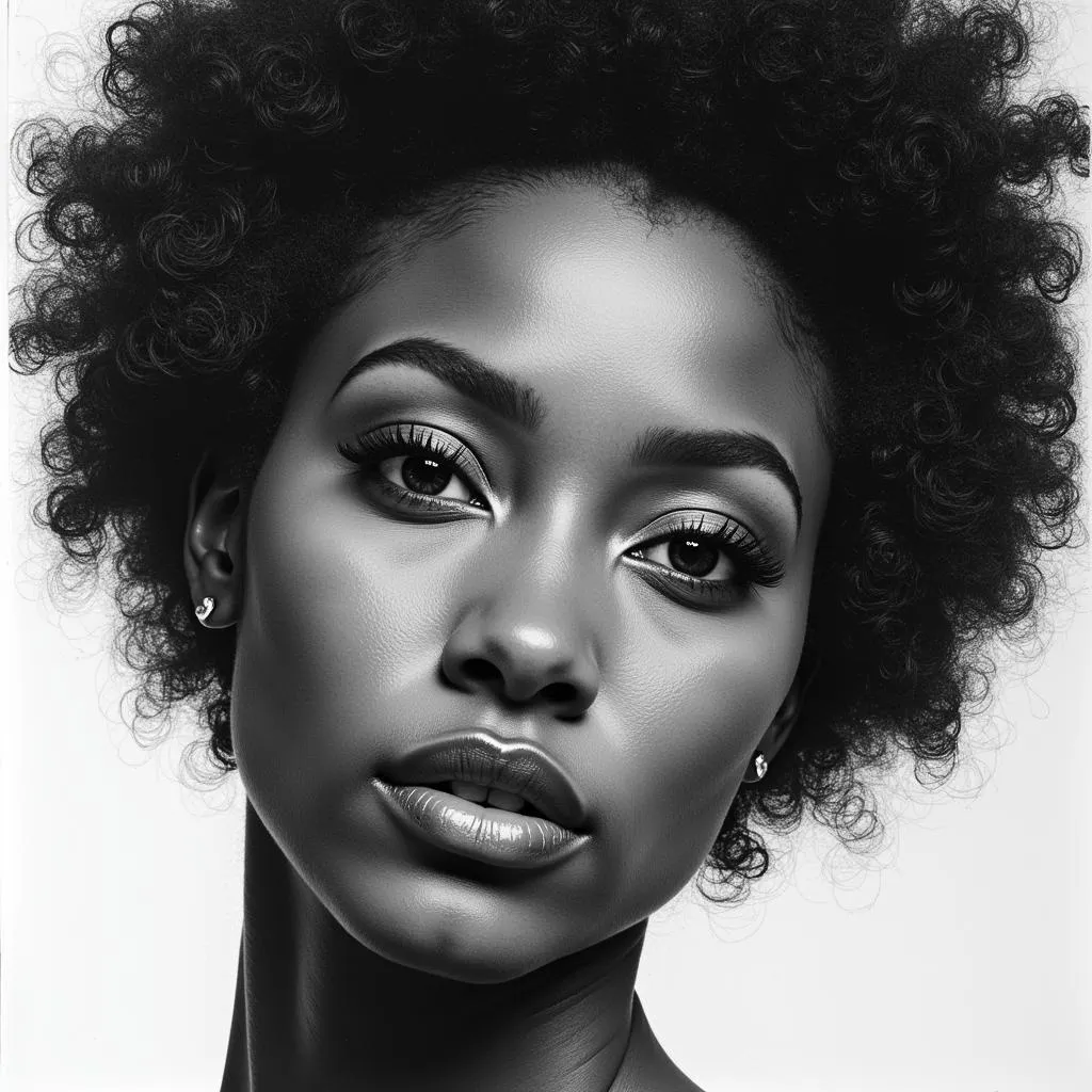 Charcoal drawing of an African American woman