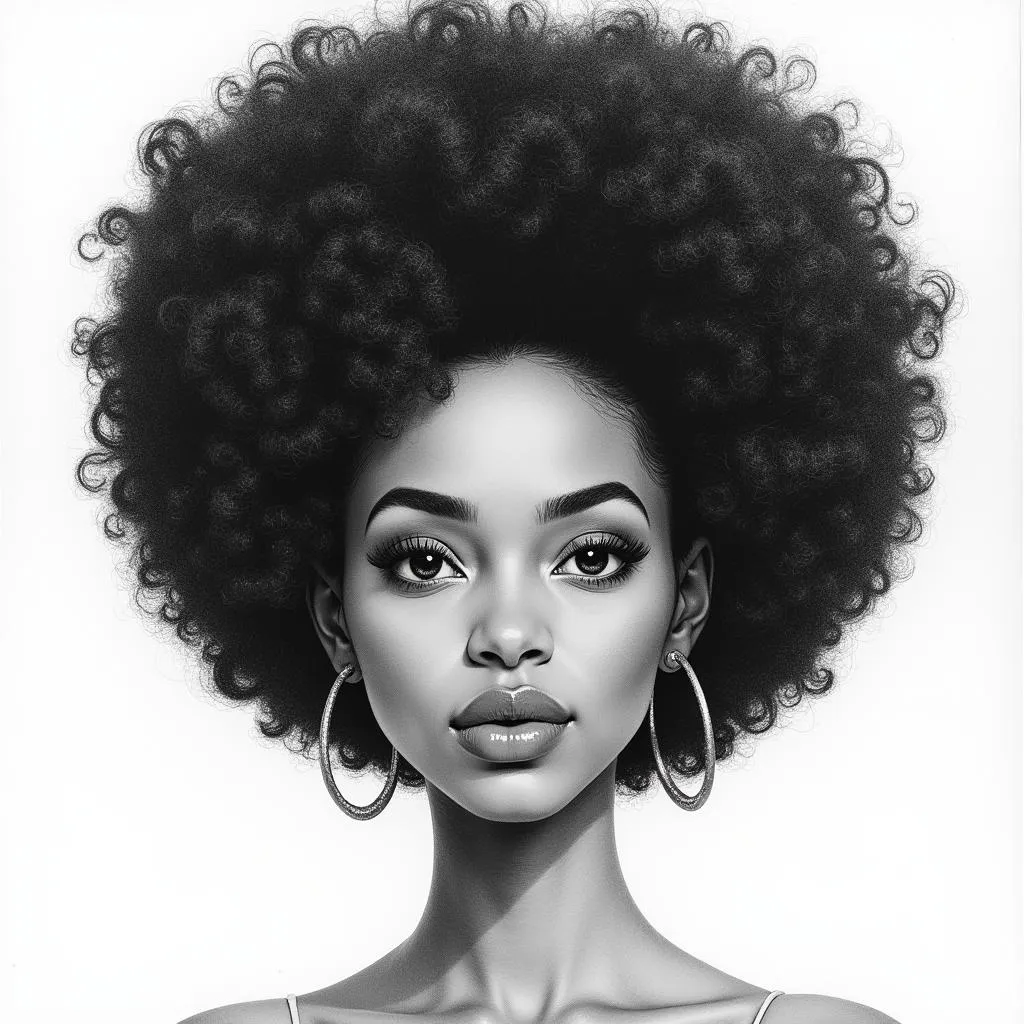 Drawing of an African American woman with natural hair