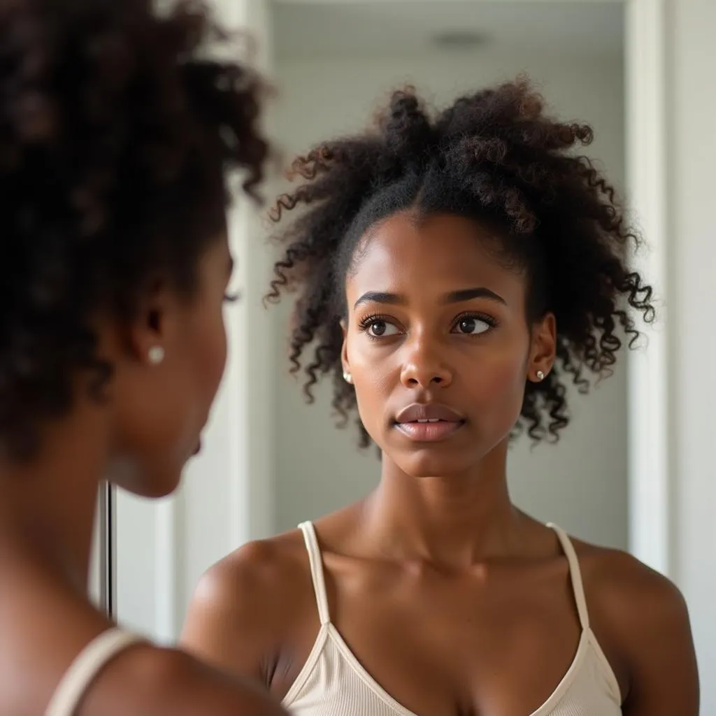 African American woman experiencing hair loss