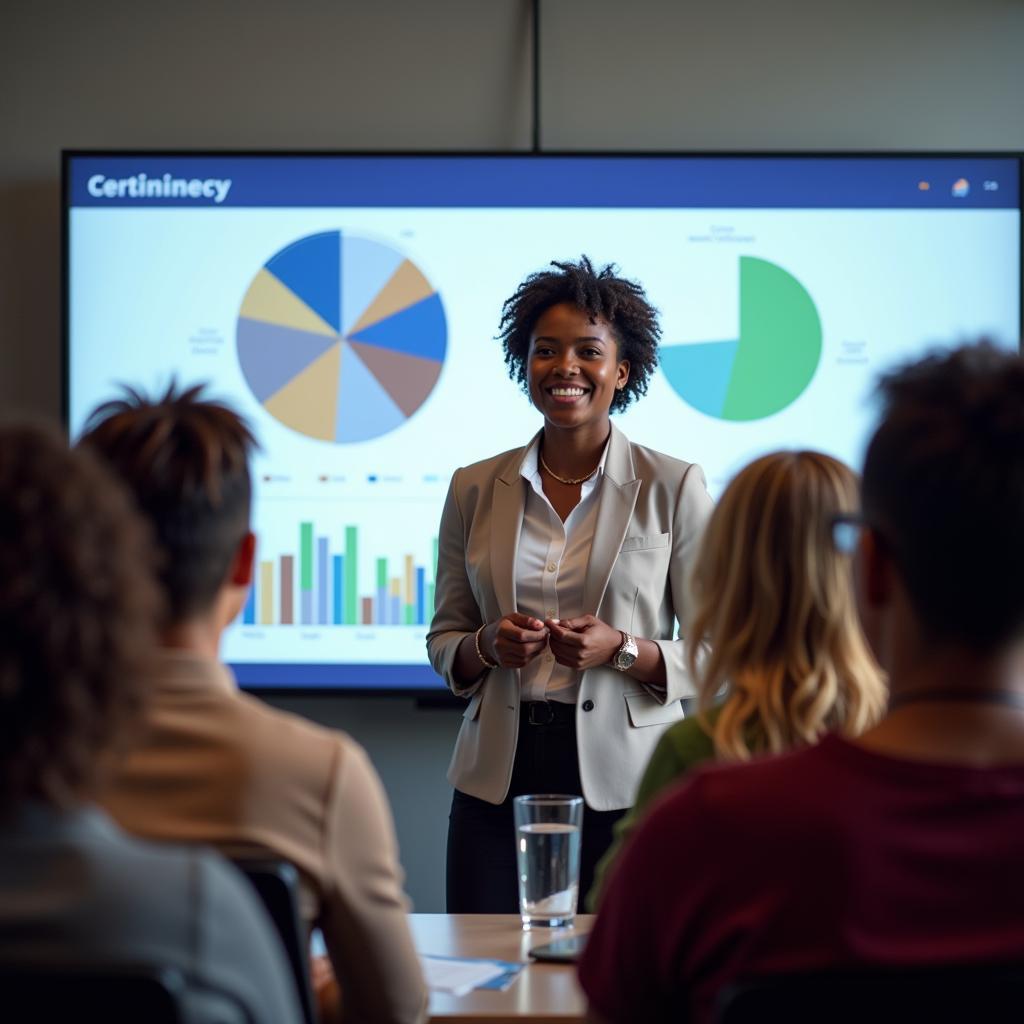 African American Woman Leading a Finance Presentation