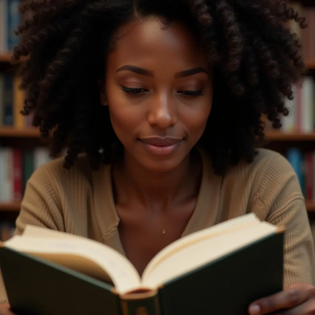 African American Woman Reading a Book