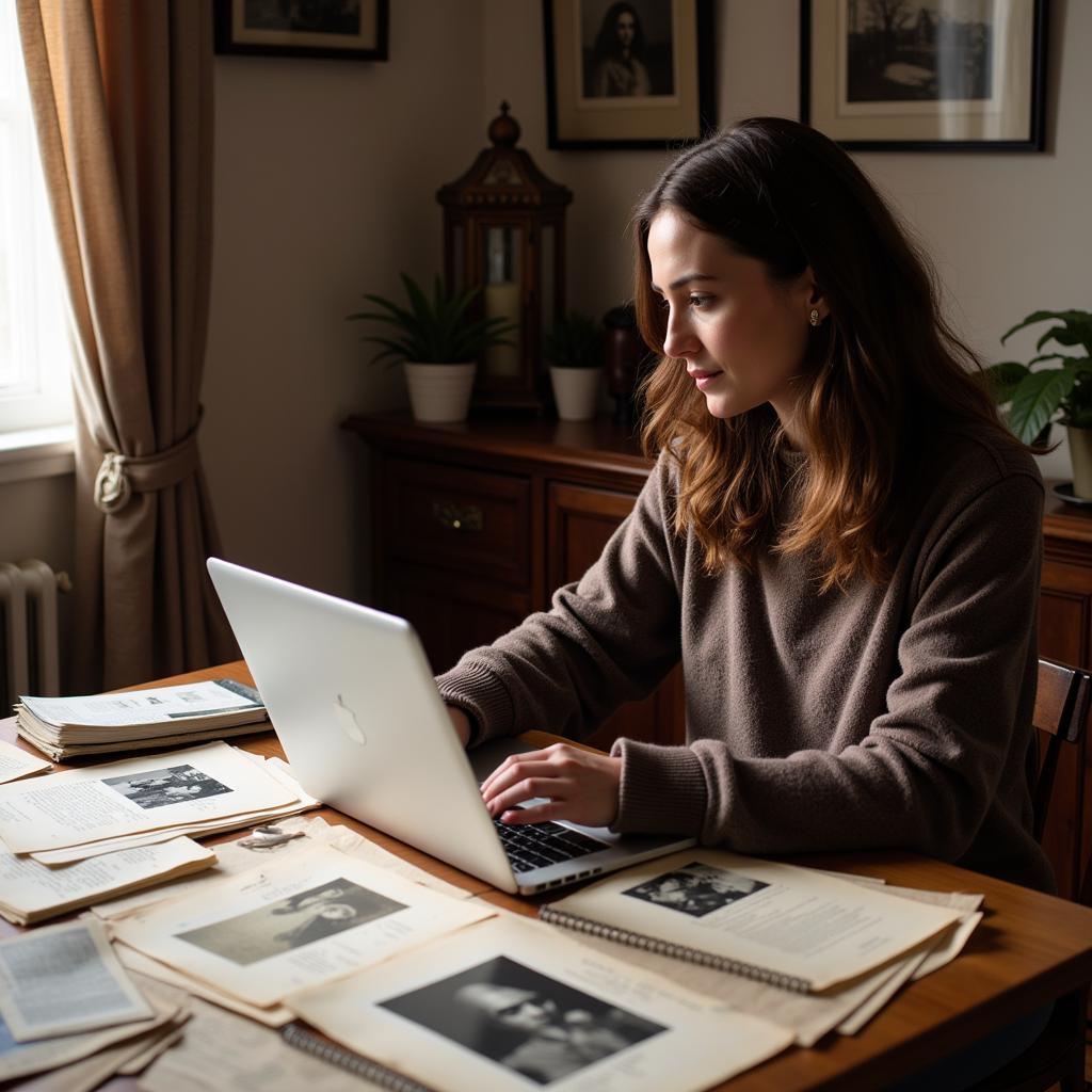 Woman Reviewing Historical Documents