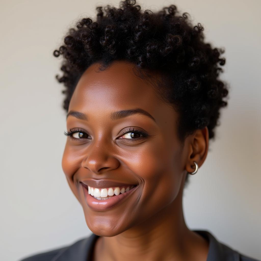 Short natural hairstyle on an African American woman