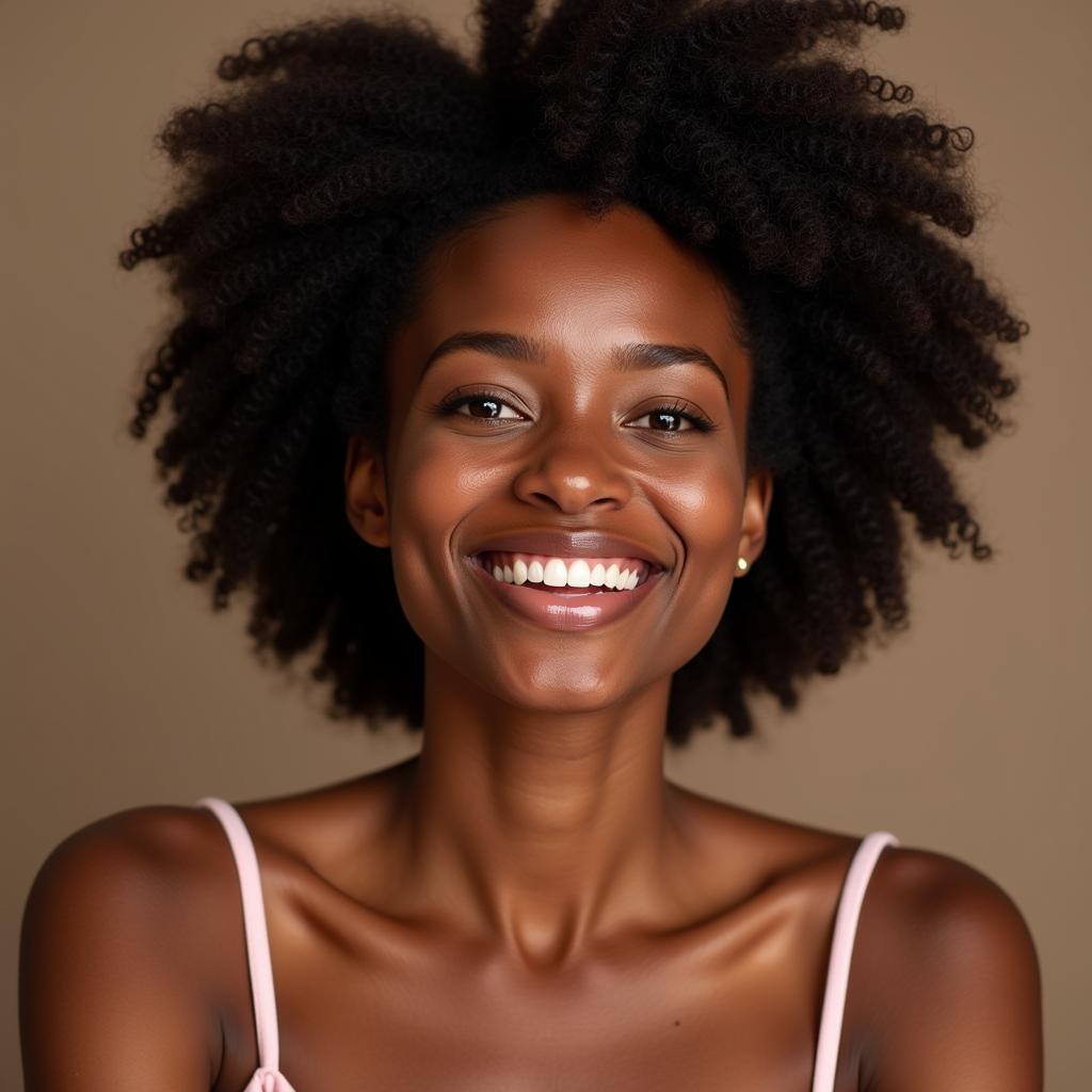 An African American Woman Smiling Confidently 