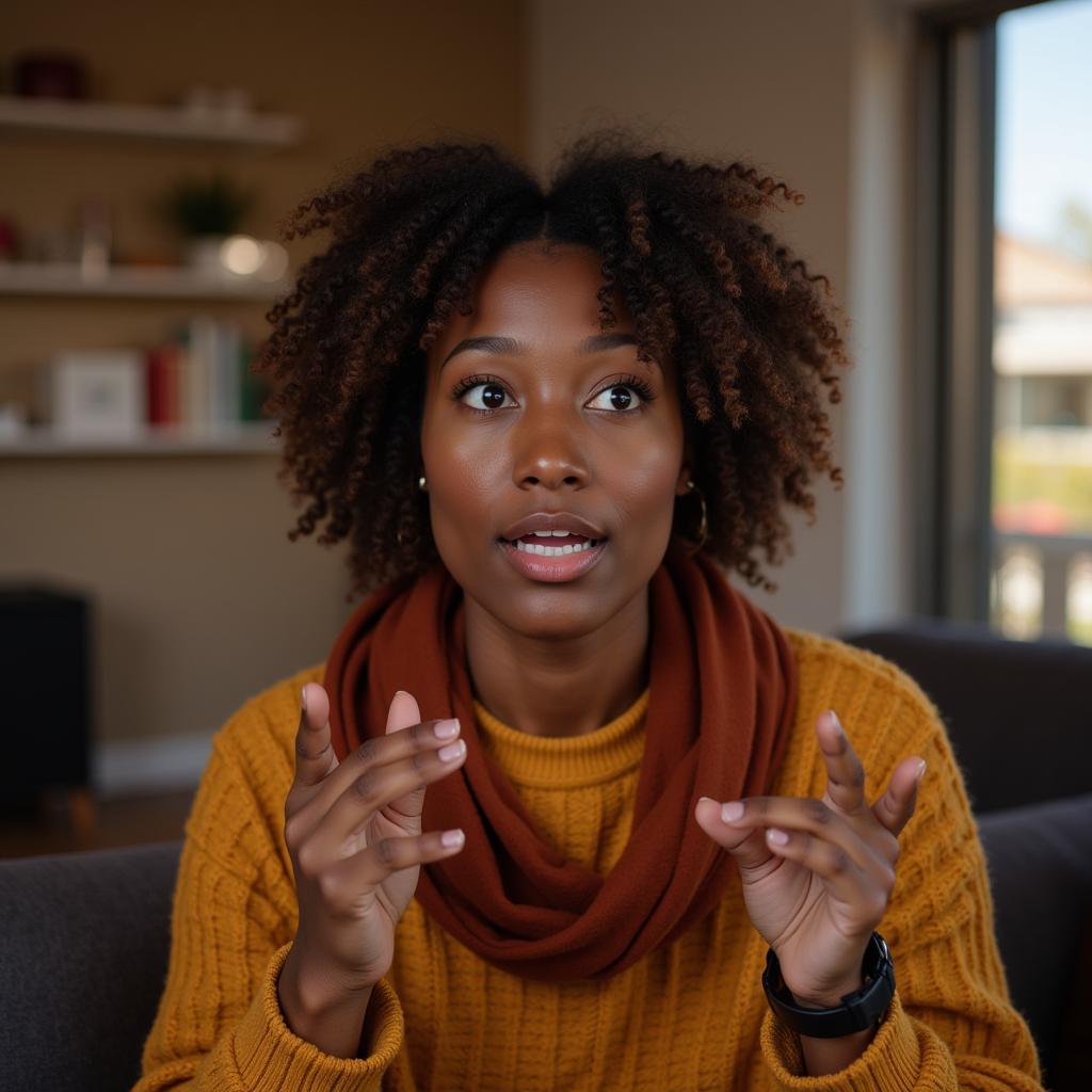 Woman speaking with passion