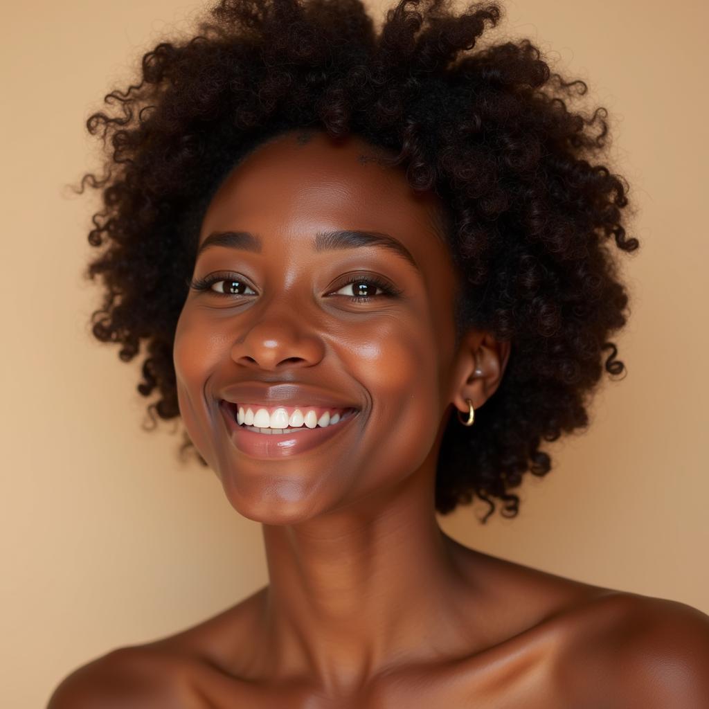 Smiling African American Woman with Healthy Skin