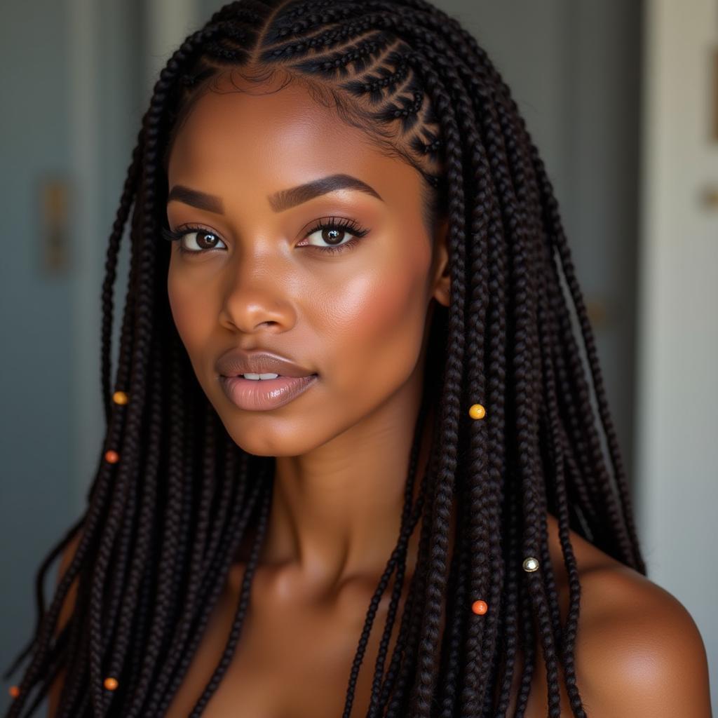 Woman with Long Braids