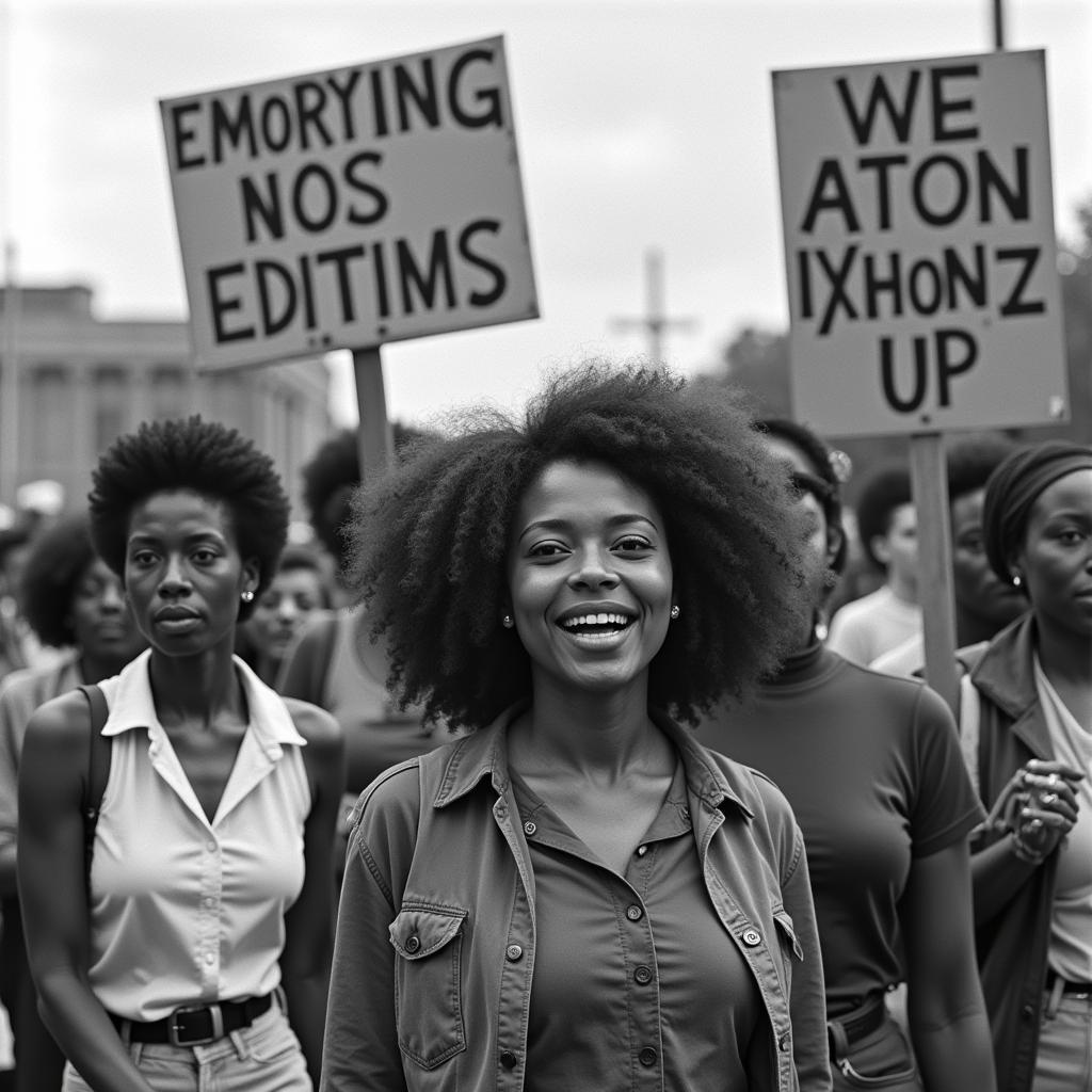 African American women marching for civil rights