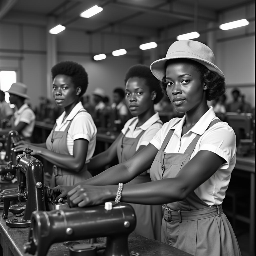 African American women working in a factory during WW2