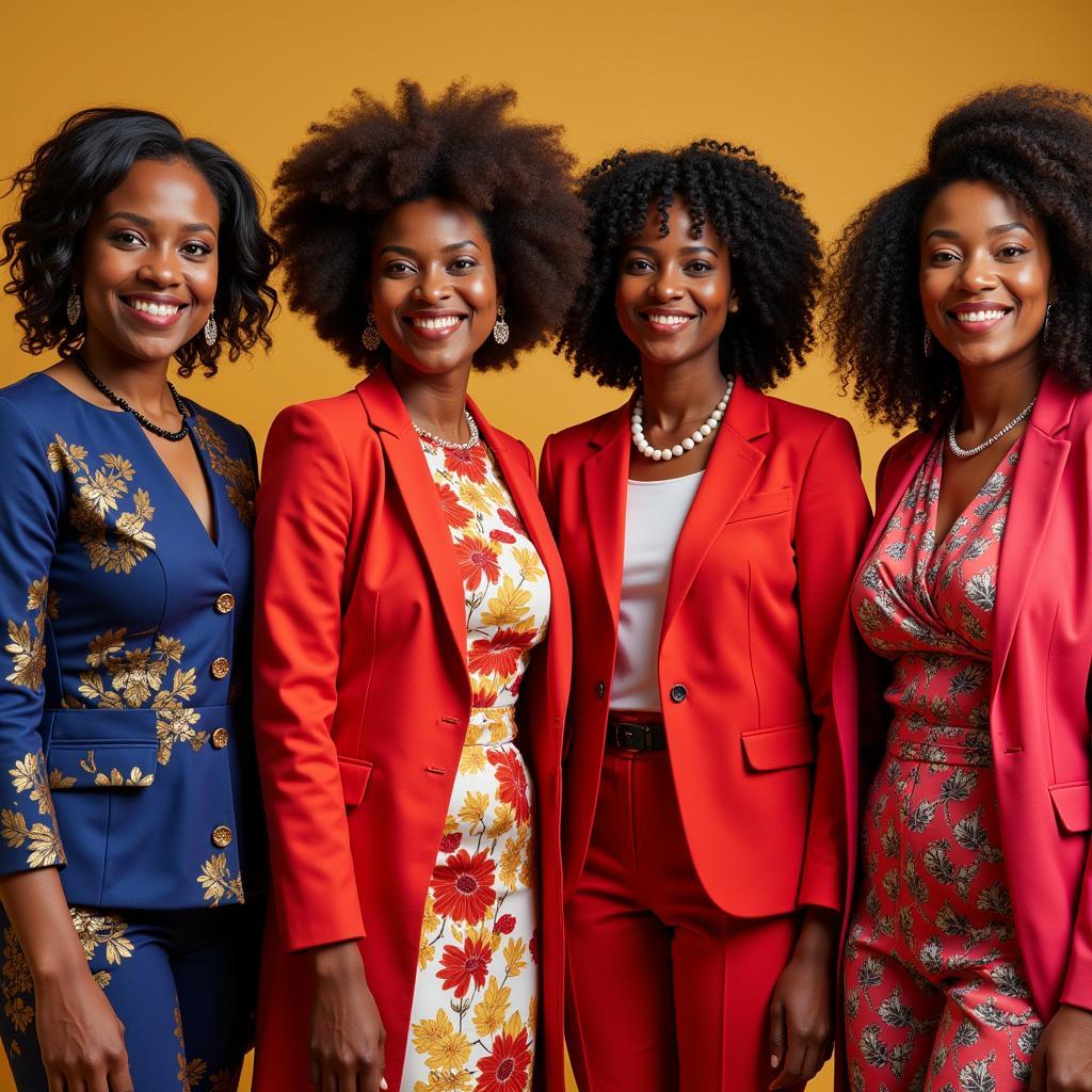 African American women in stylish church suits