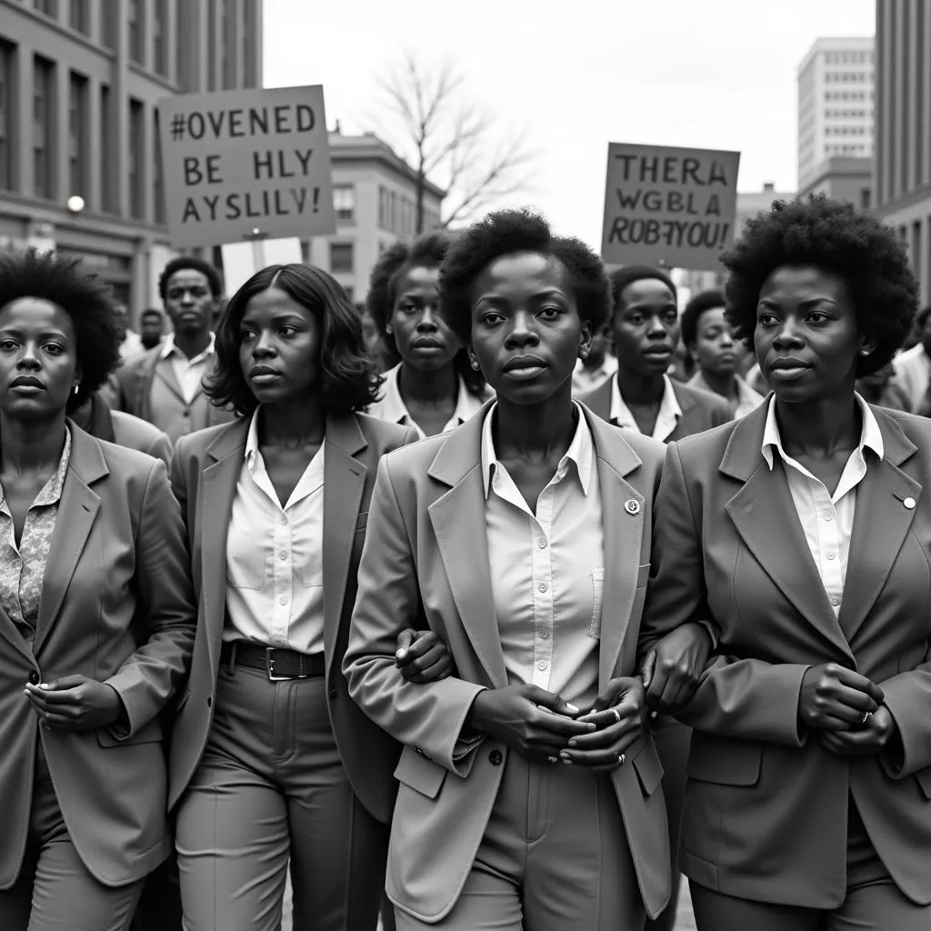 African American women marching for civil rights