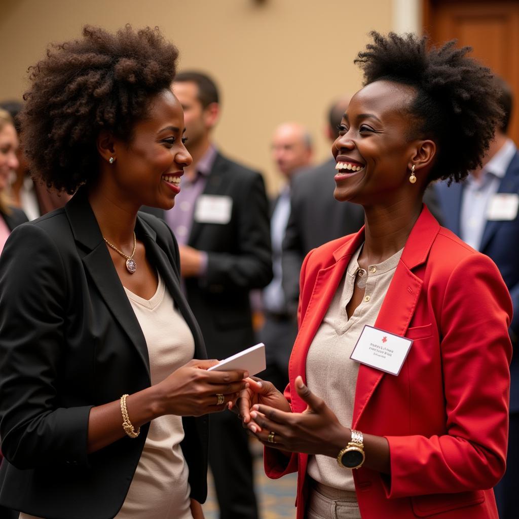 African American women networking at business event