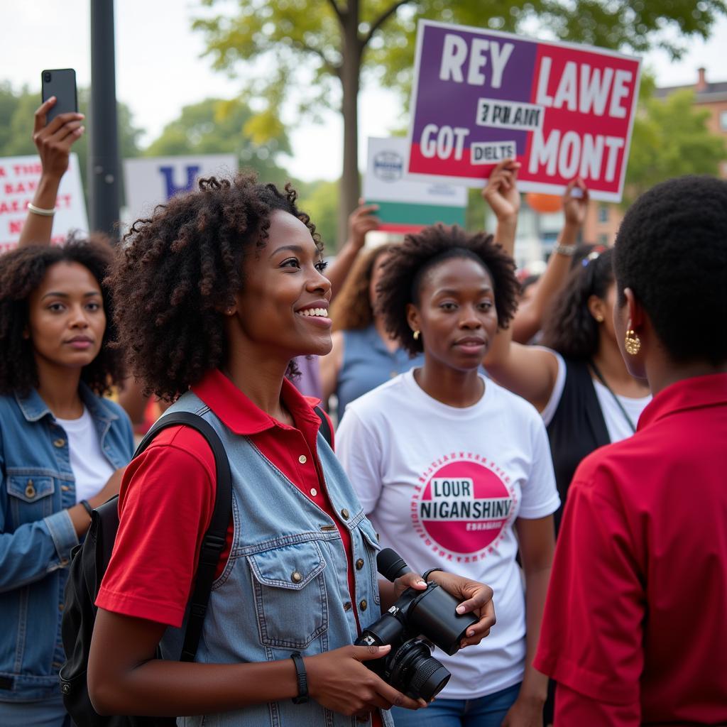 African American Women Speaking at a Community Rally