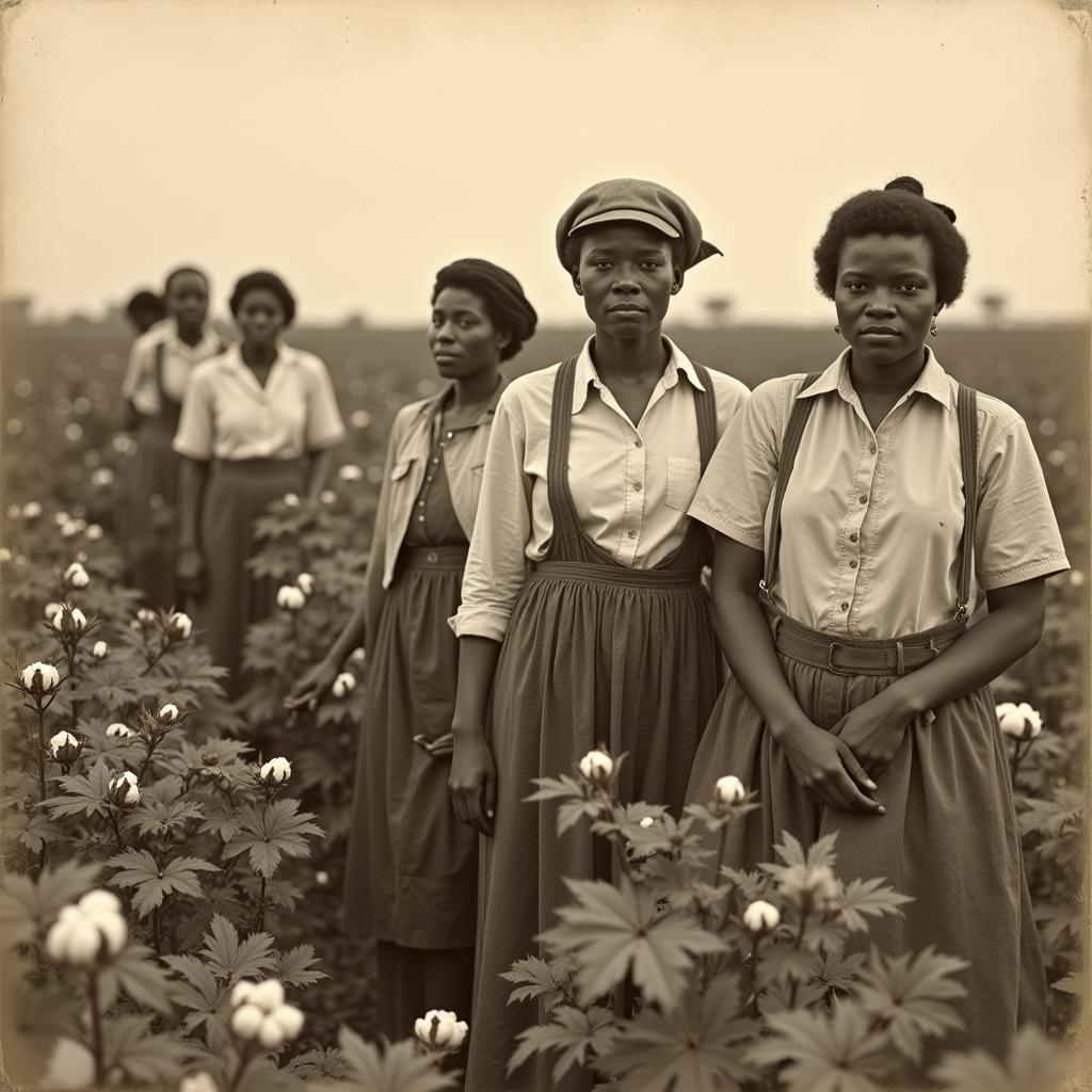 African American women working in a field