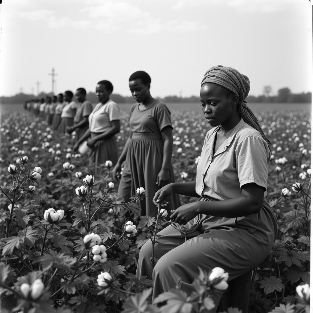 African American Women Working Cotton Fields