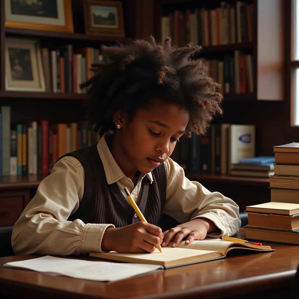 African American Writer at Desk