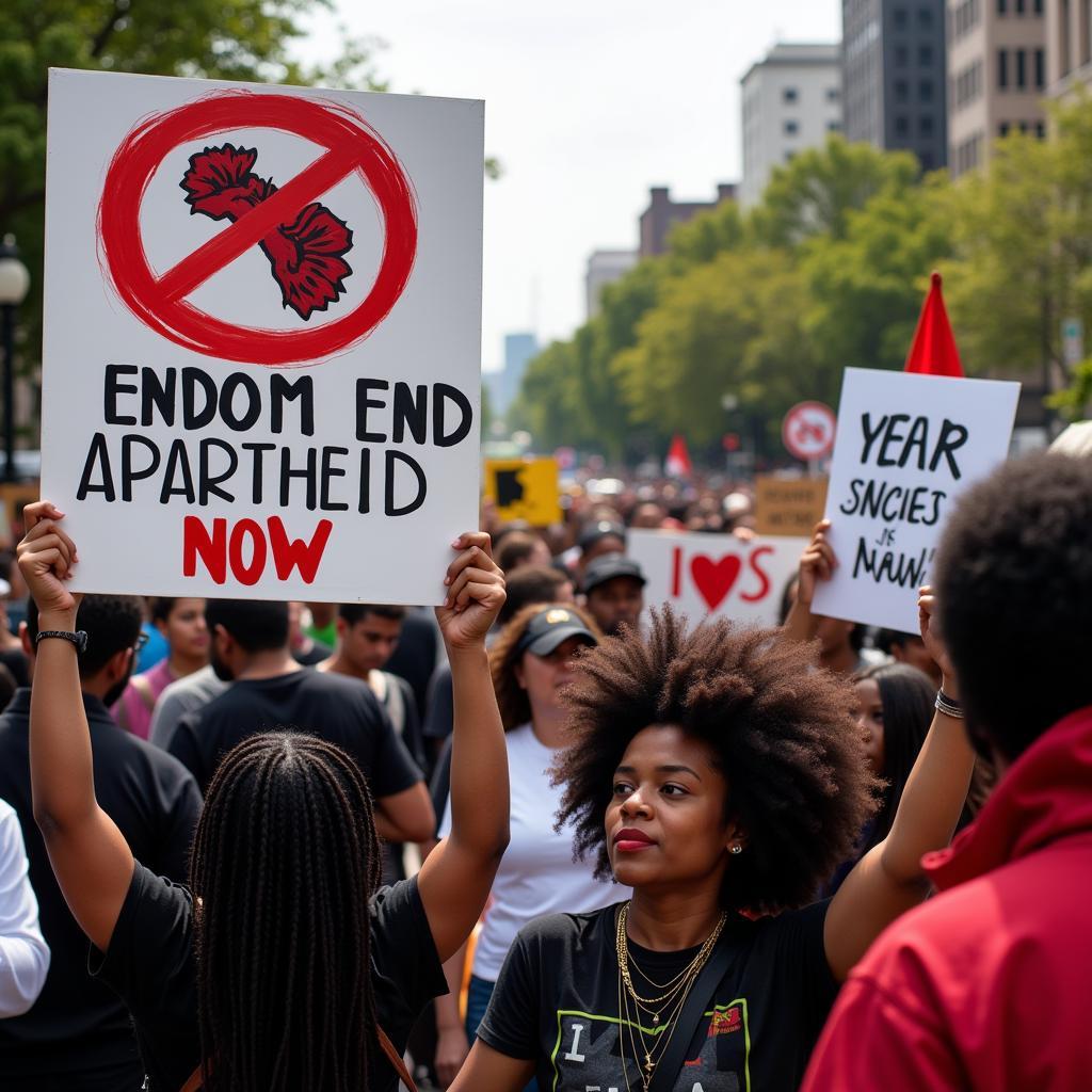 African Americans protesting against apartheid