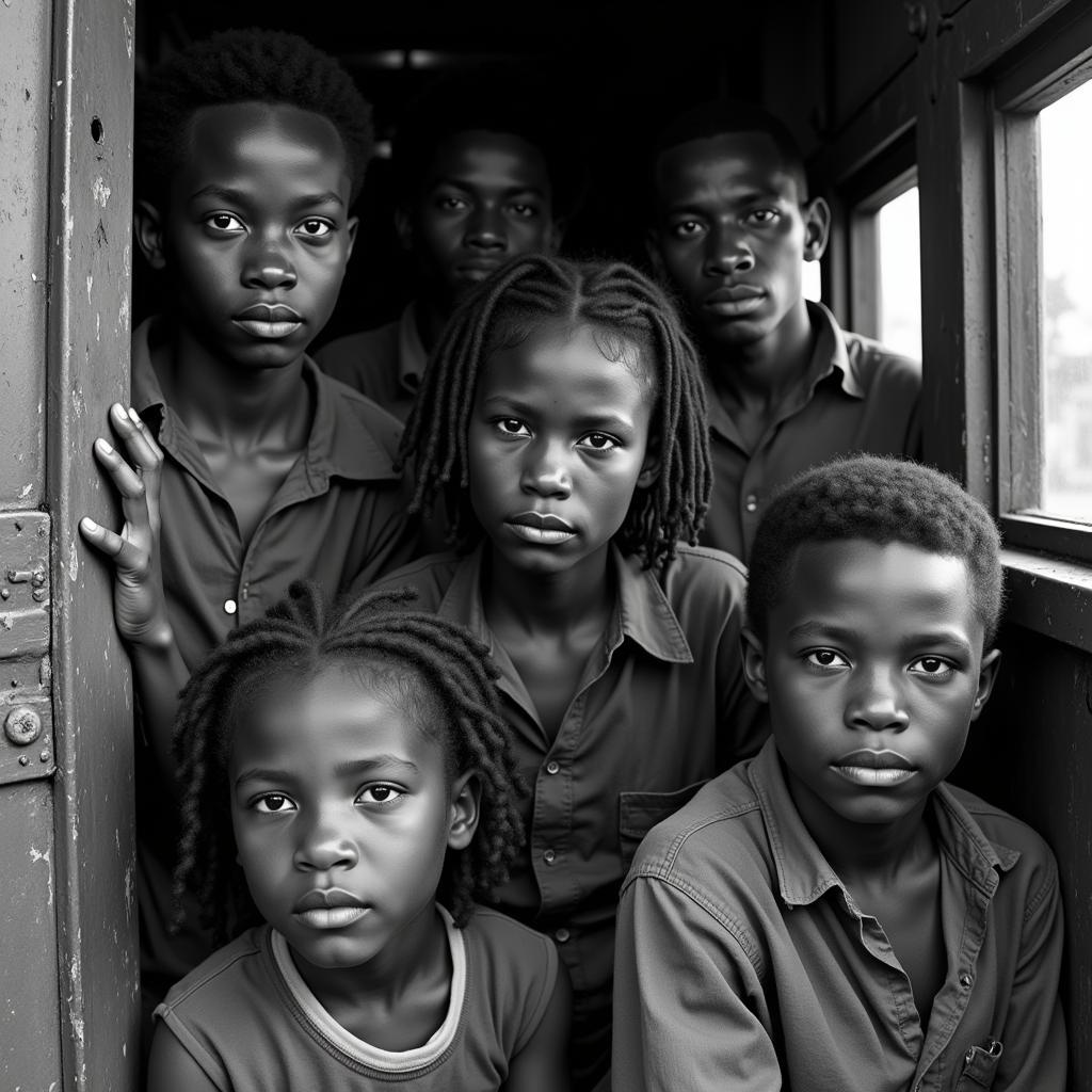 African Americans in a Segregated Train Car