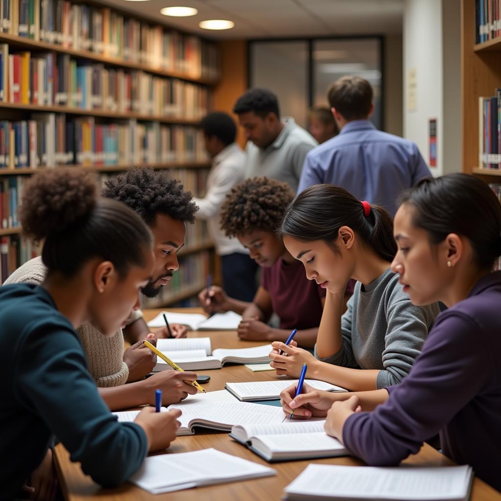 Students Studying at a University Library