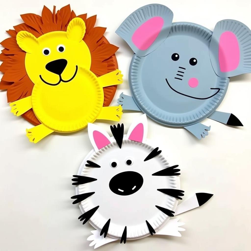 Colorful paper plate animals