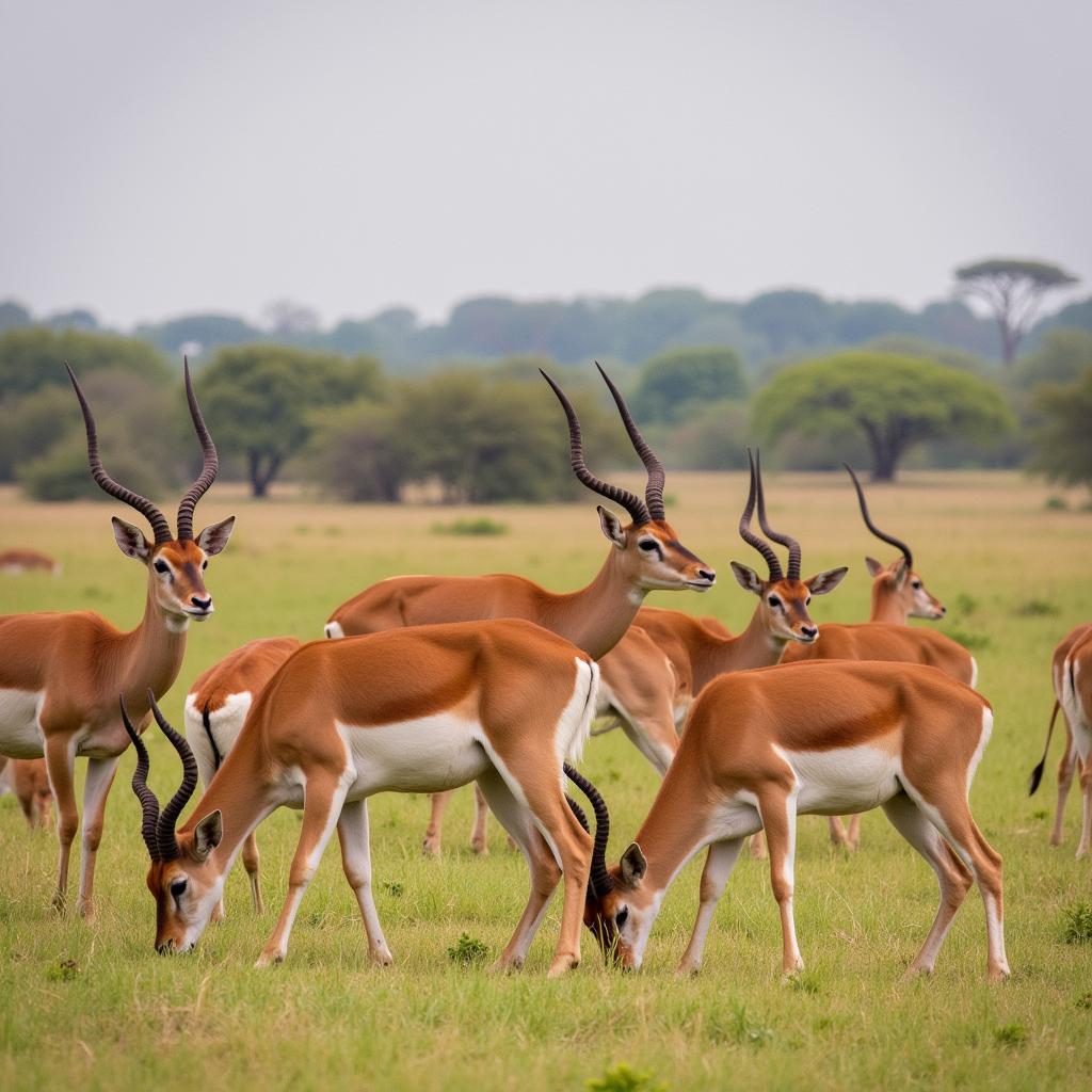 Impala Herd Grazing on the Savanna