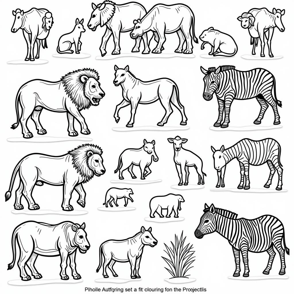 African Animal Motifs Coloring Page