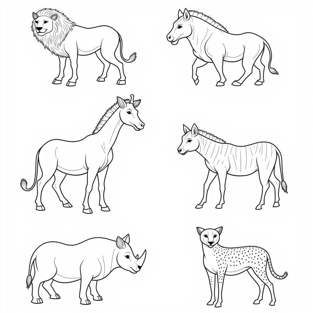 Collage of African Animal Drawing Templates