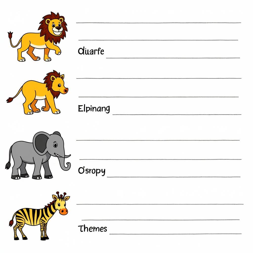 African Animals Worksheet for Kids