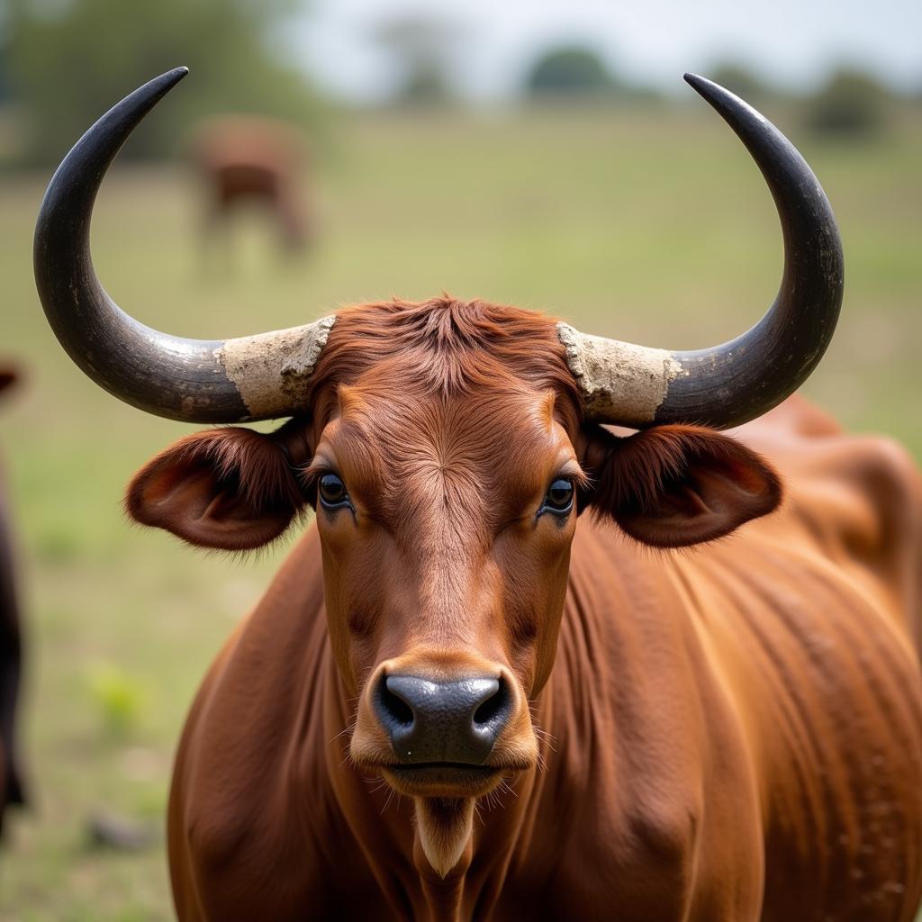 Ankole-Watusi cow with massive horns