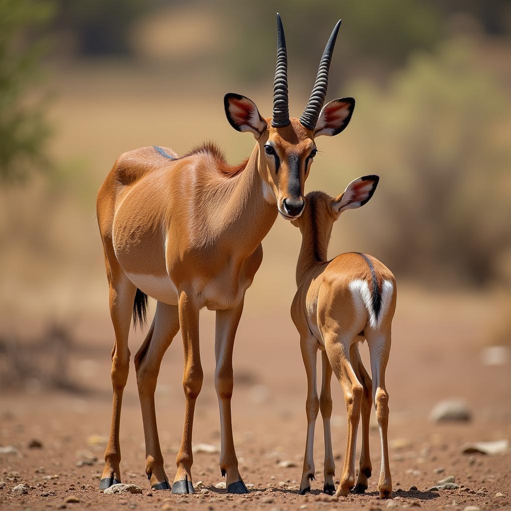 African Antelope Mother and Calf