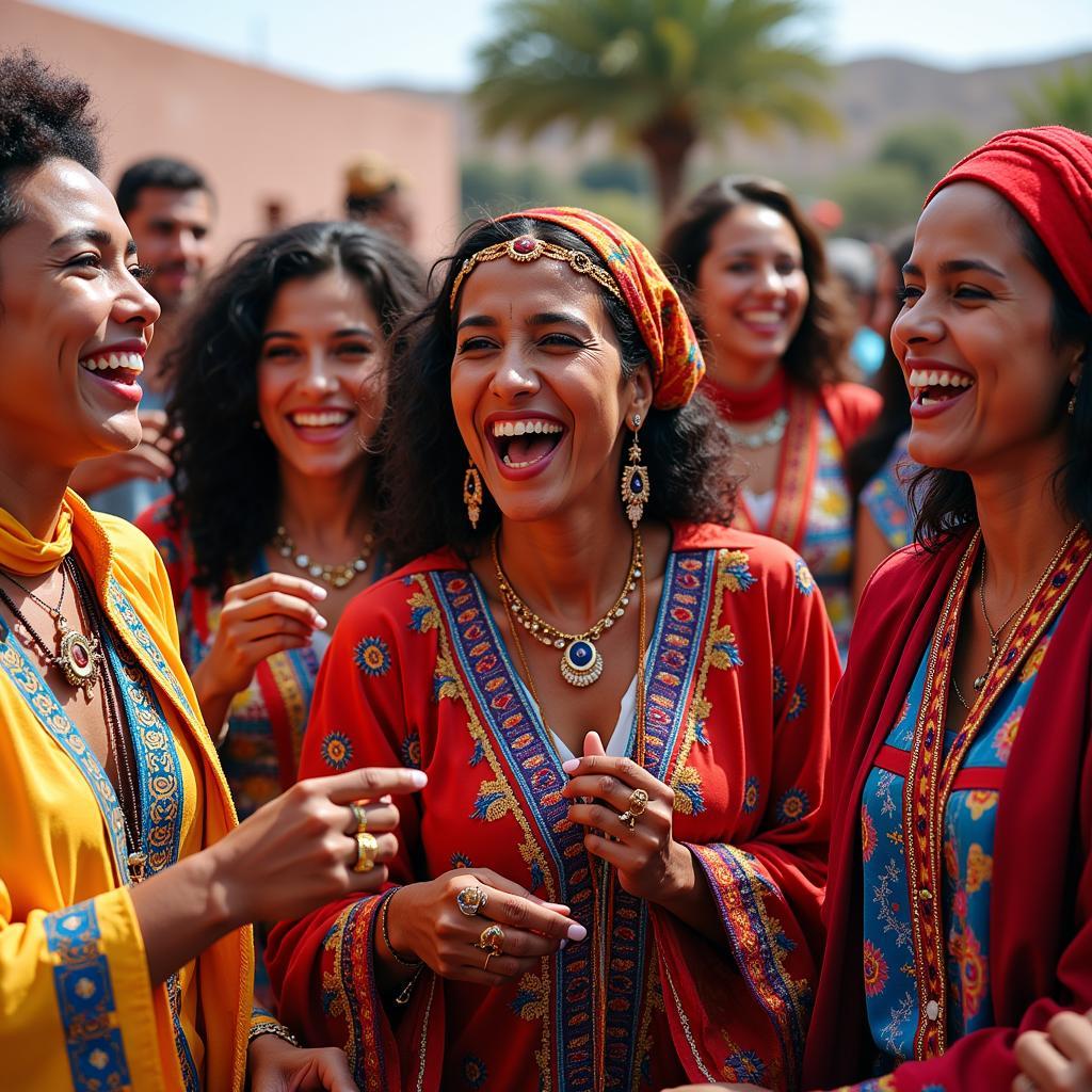 African Arab Women in Morocco During a Celebration