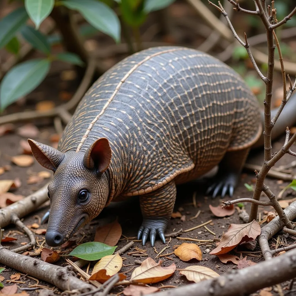 African armadillo in its natural habitat