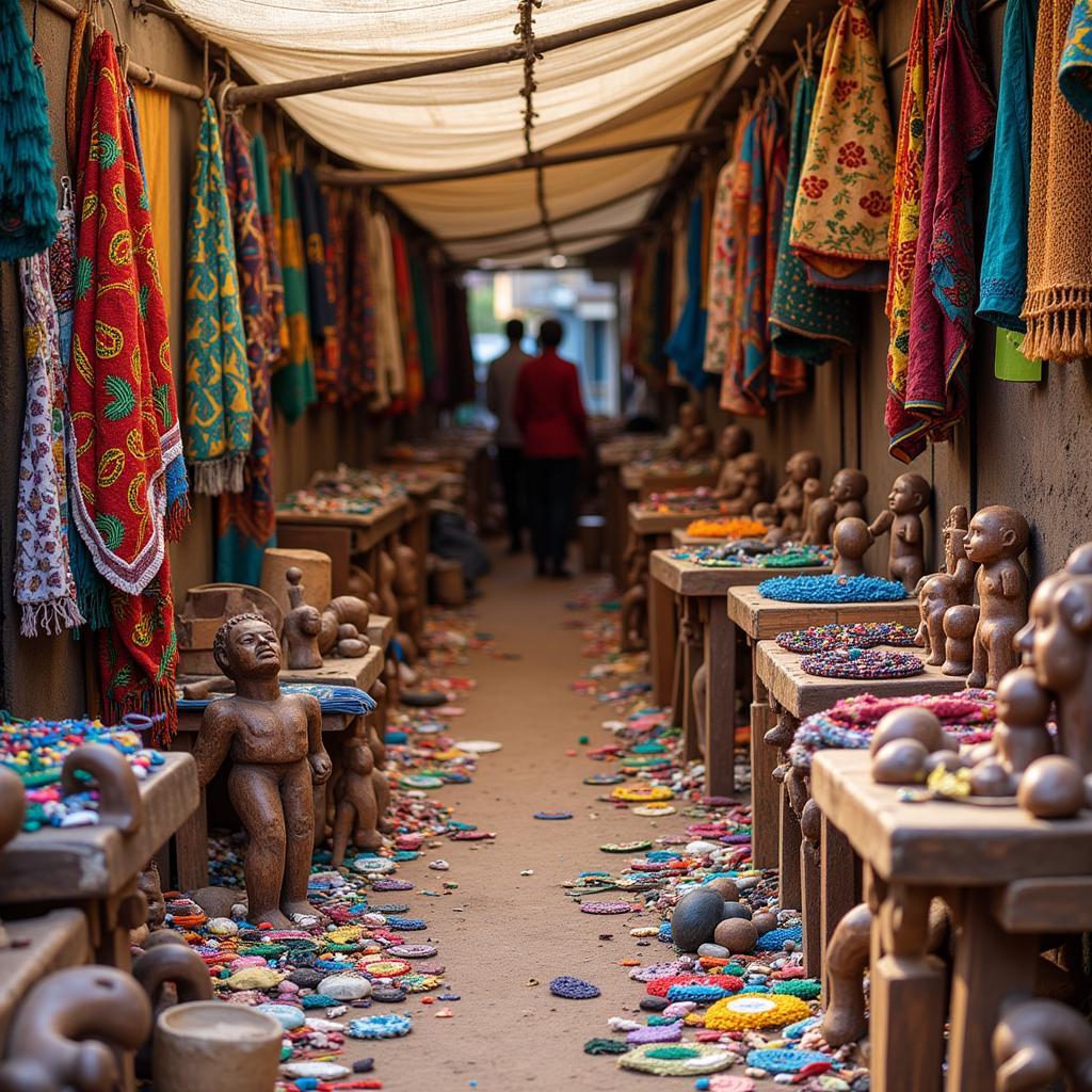 Vibrant Colors of an African Art and Crafts Market