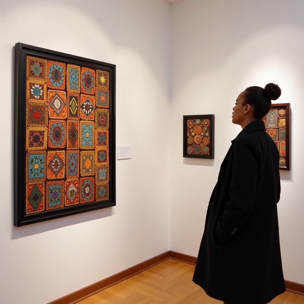 Browsing African Art in a Gallery