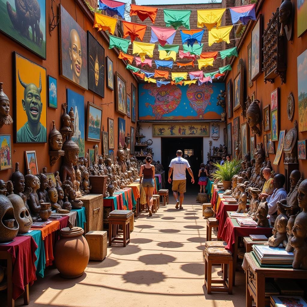 African Art Market with Vibrant Colors