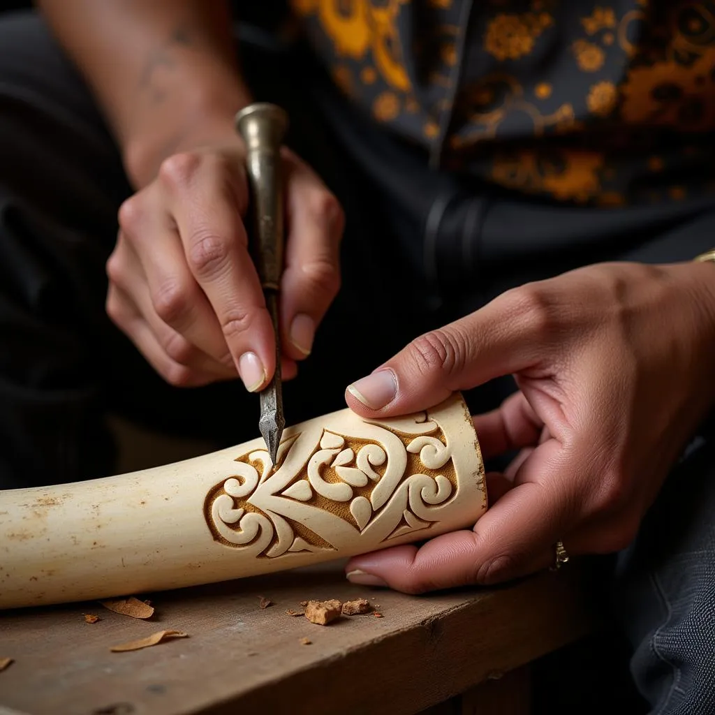 African Artisan Carving Kalibar Bone