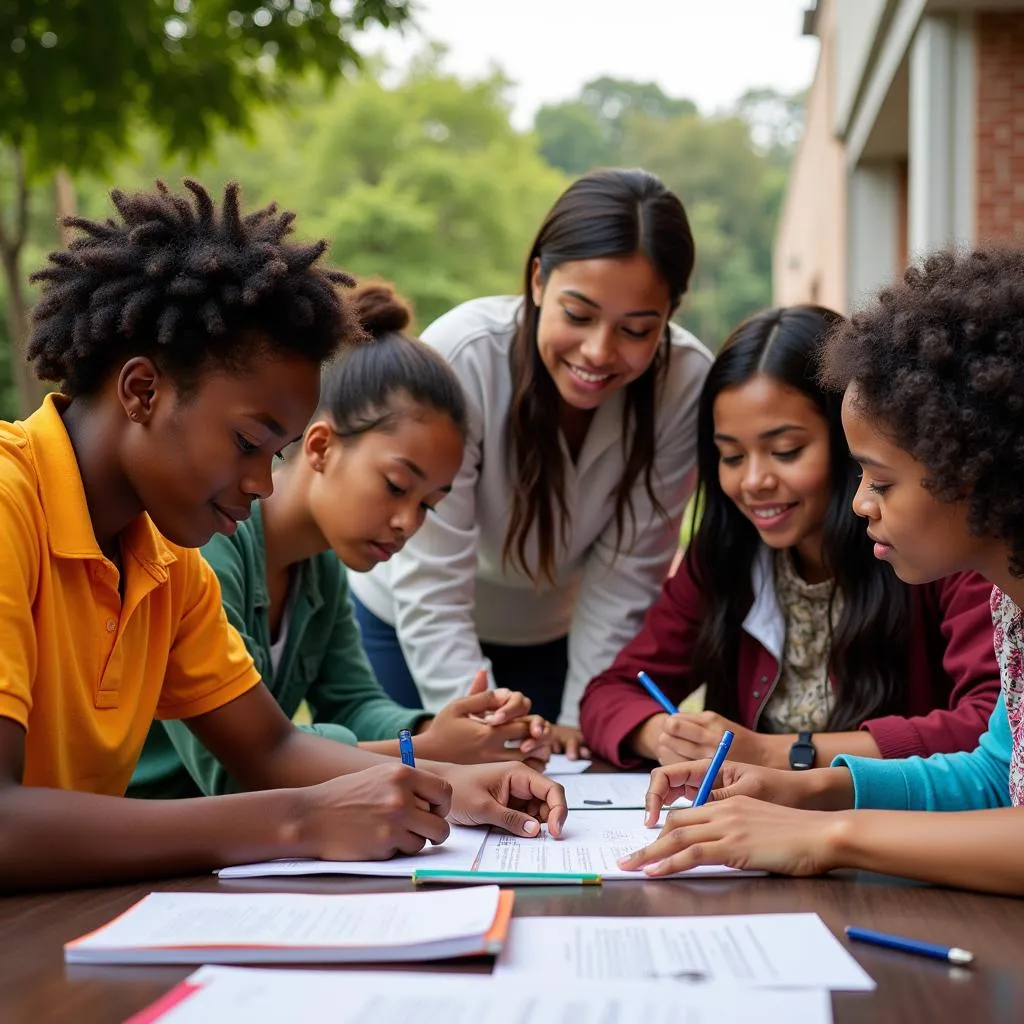 African and Asian Students Collaborating