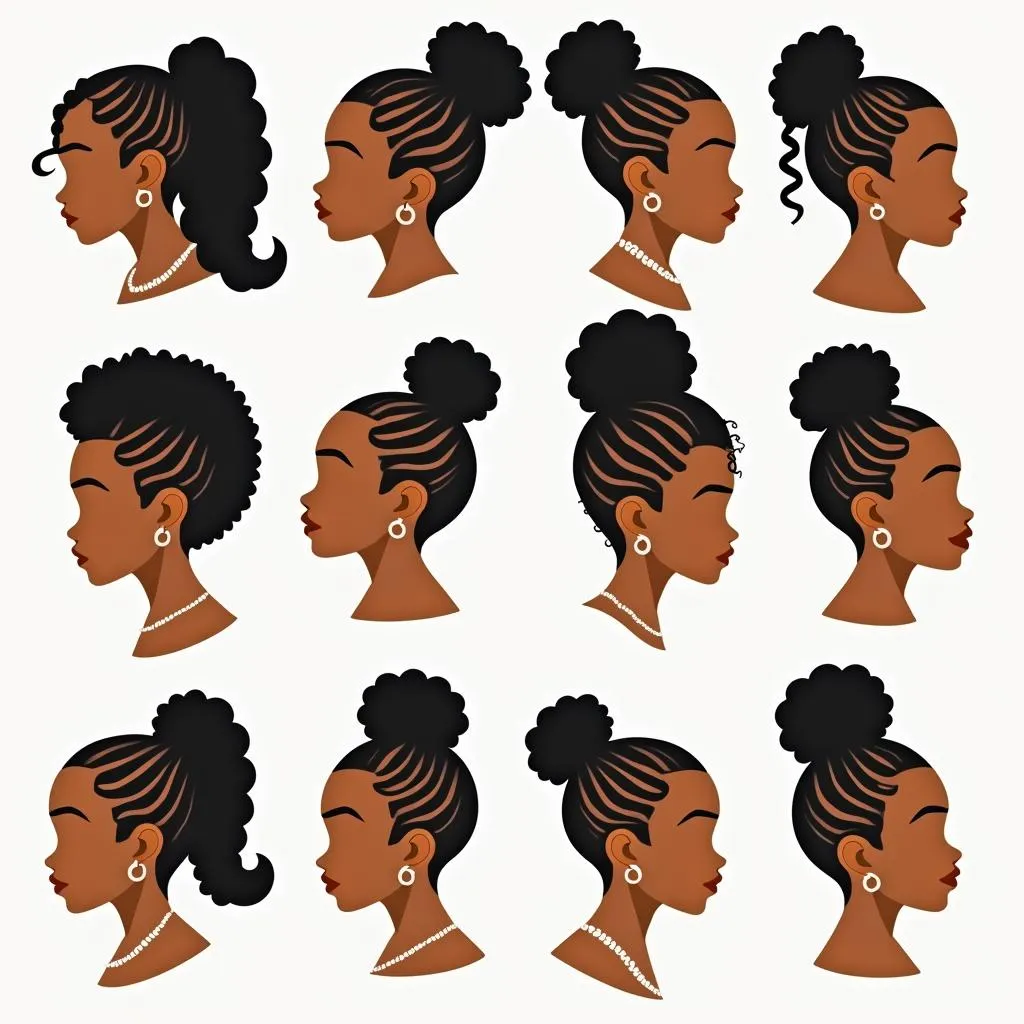 Various African Baby Hairs Vector Styles