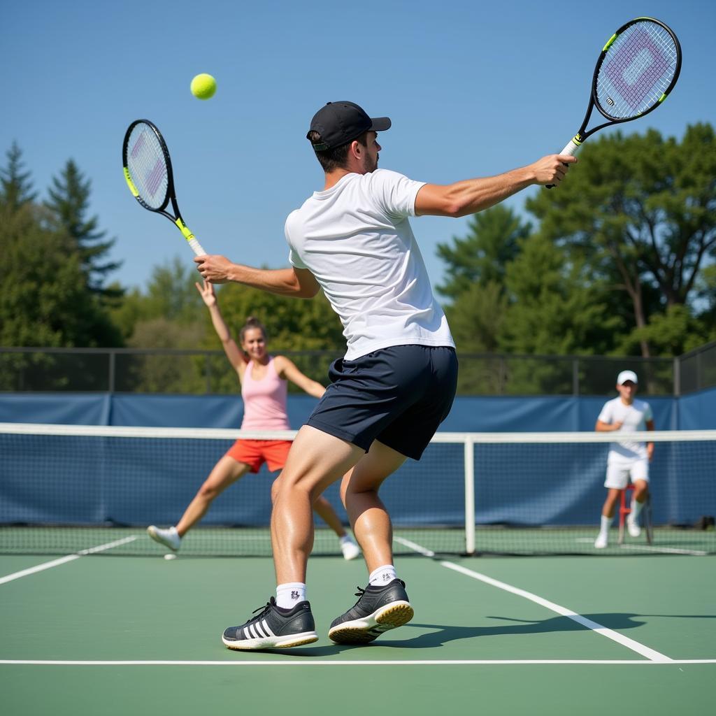 Mixed doubles match in progress at the 2019 African Badminton Championships