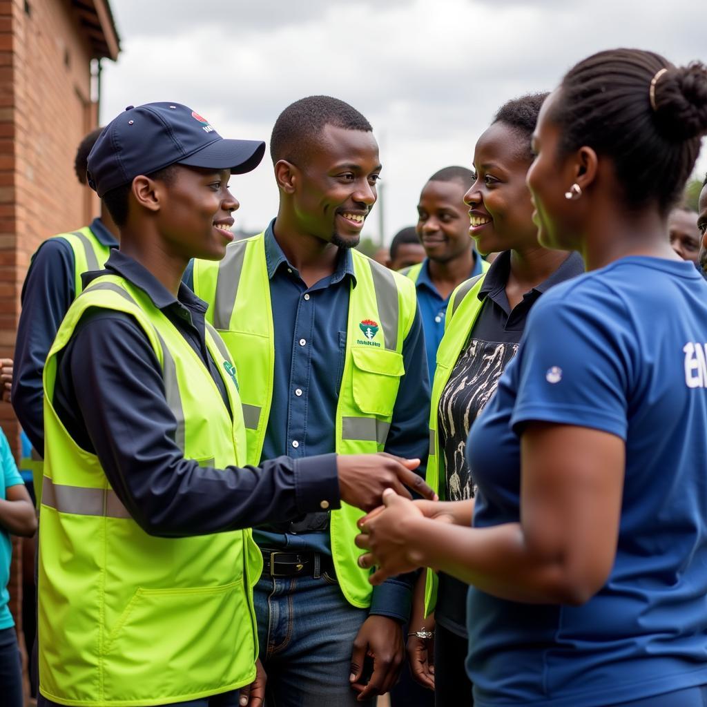 African Bank employees participating in a community outreach program